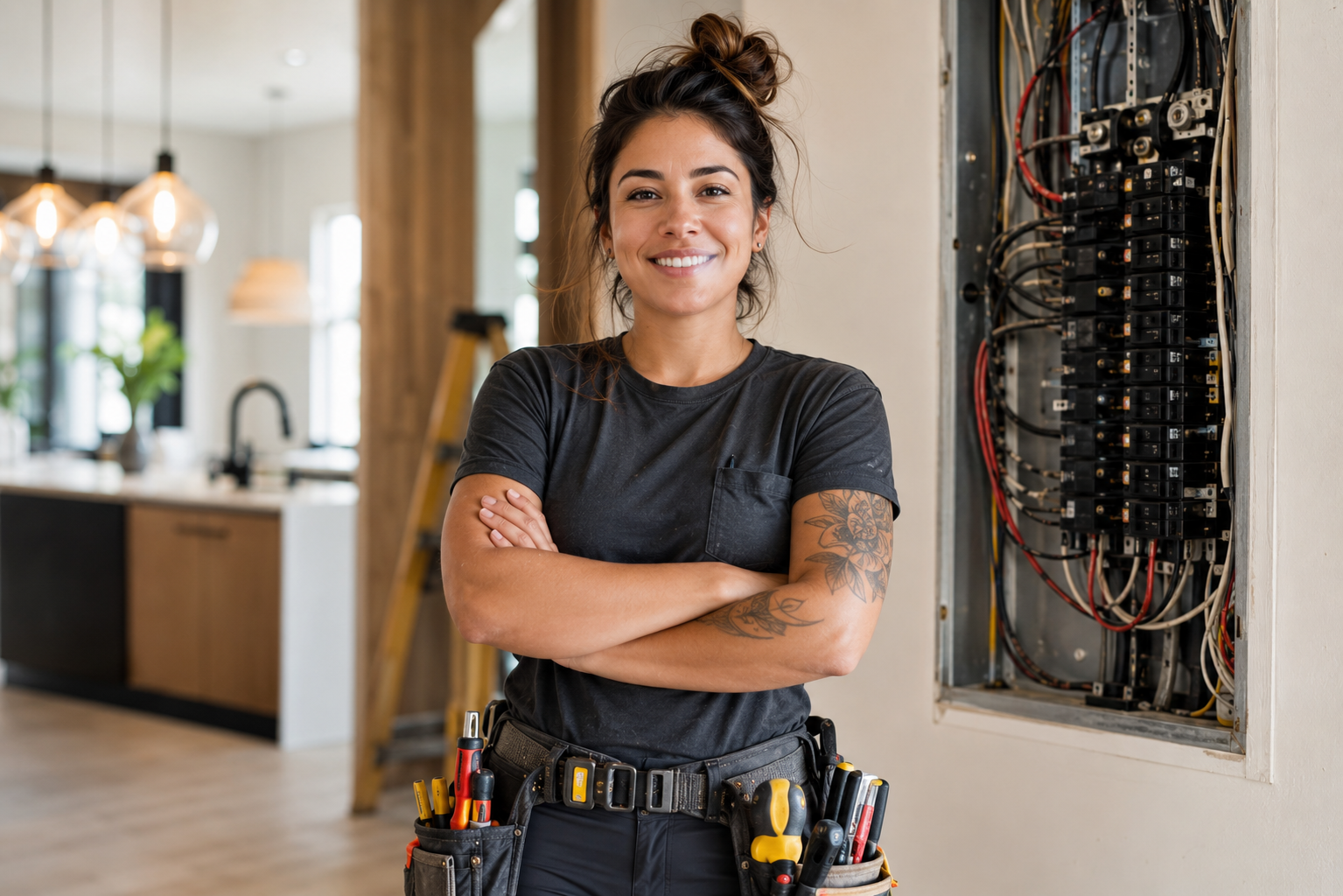 A service business owner smiling in front of his branded work van, ready to be found by neighborhood customers.