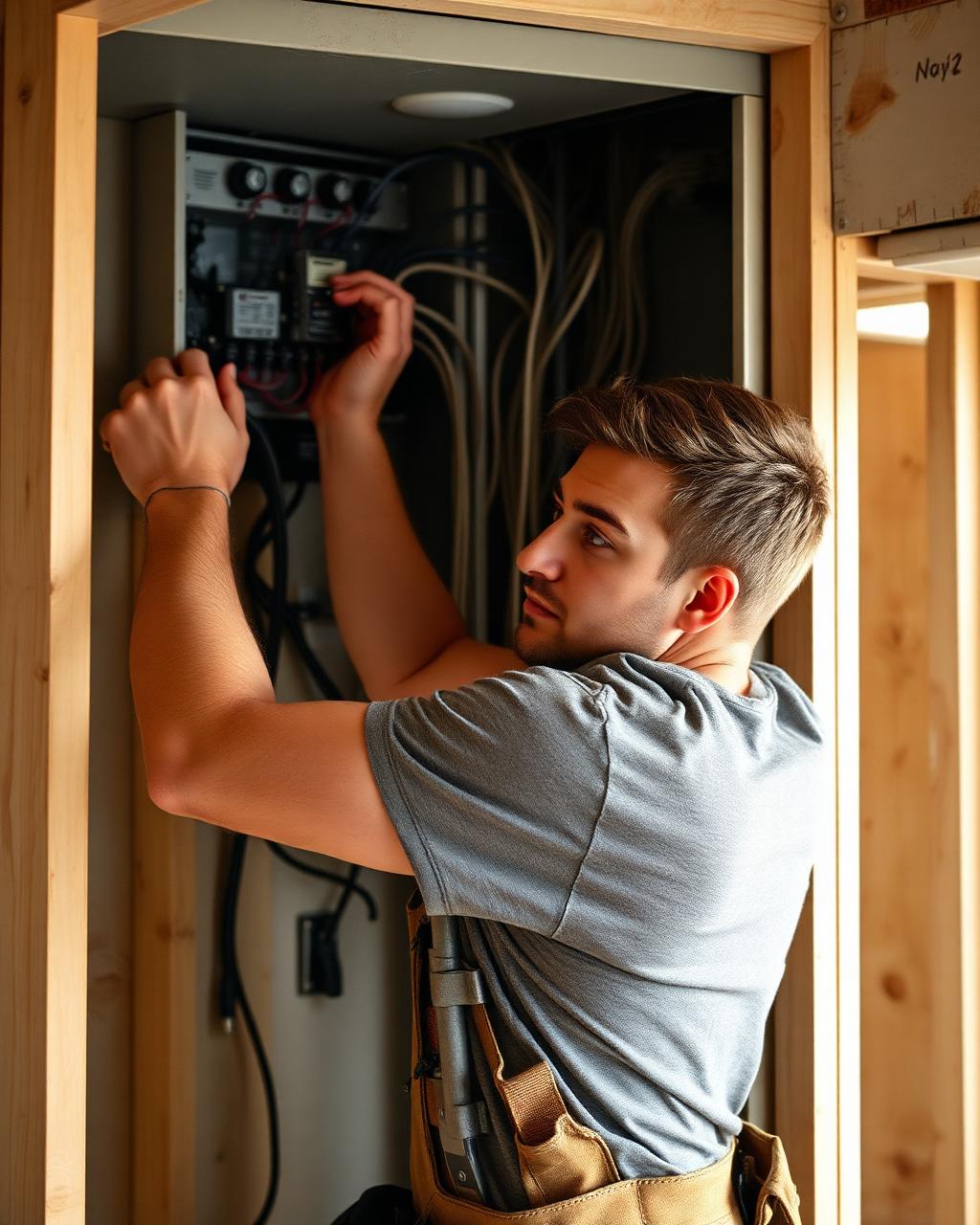 Electrical professional at work