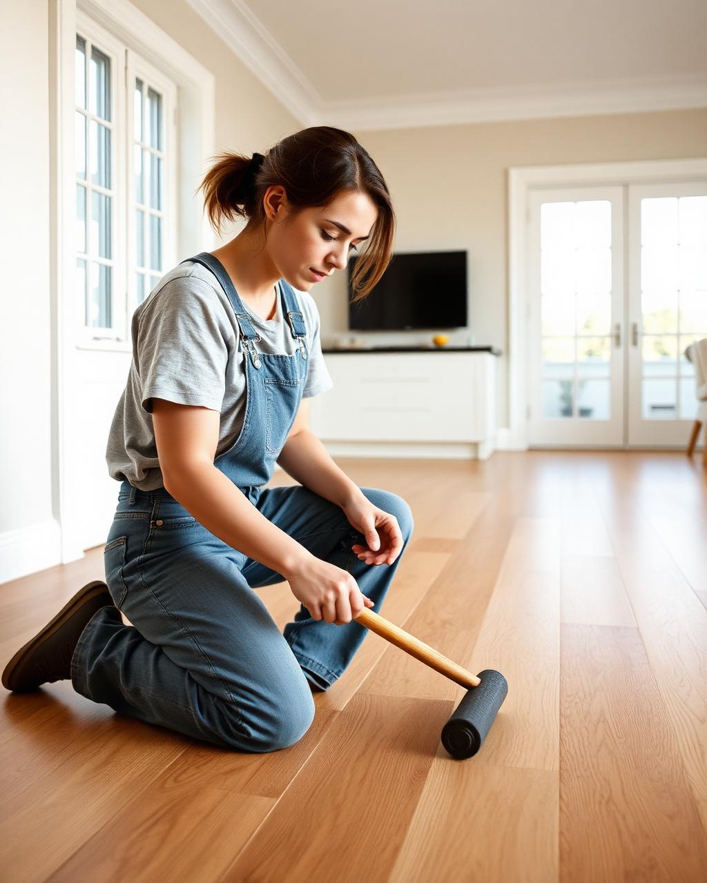 Flooring professional at work