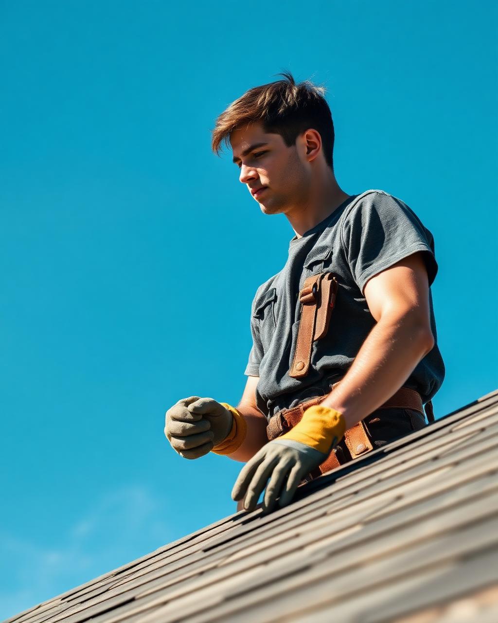 Roofing professional at work